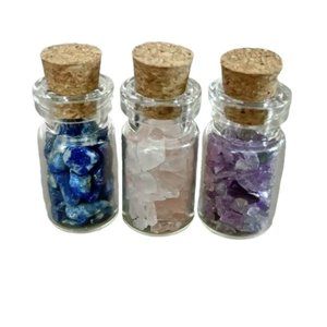 Amethyst Rose Quartz Lapis Crystal Chips in Bottle